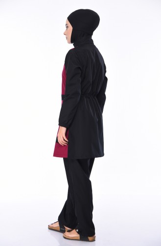  Patchwork Hijab Badeanzug 6069-01 Schwarz 6069-01