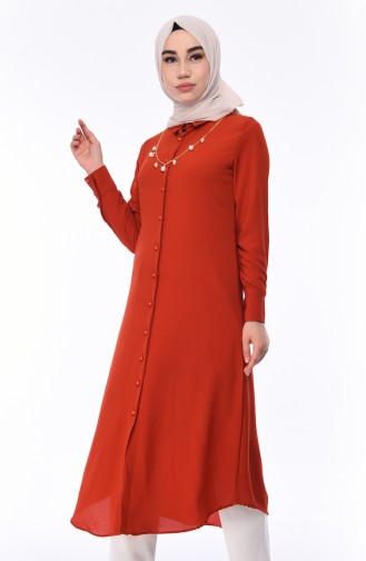 Kolyeli Tunik 4165-11 Koyu Kiremit