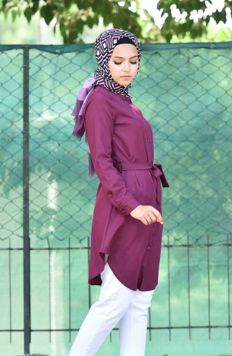 Minahill Buttoned Belted Tunic 8206-09 Damson 8206-09