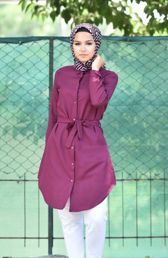Minahill Buttoned Belted Tunic 8206-09 Damson 8206-09