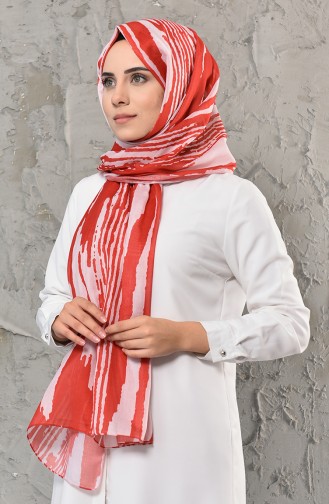 Desenli Pamuksu Şal 13018-08 Turuncu