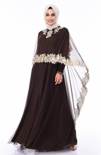 Abendkleid mit Spitzen 4428-01 Braun 4428-01