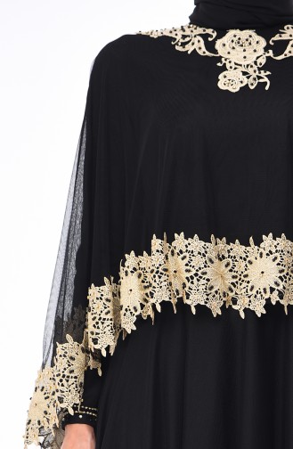 Black Hijab Evening Dress 4428-03