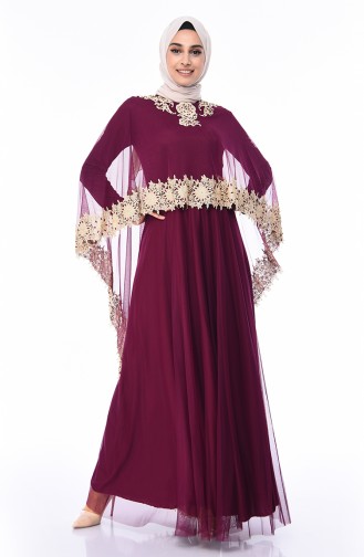 Purple Hijab Evening Dress 4428-05