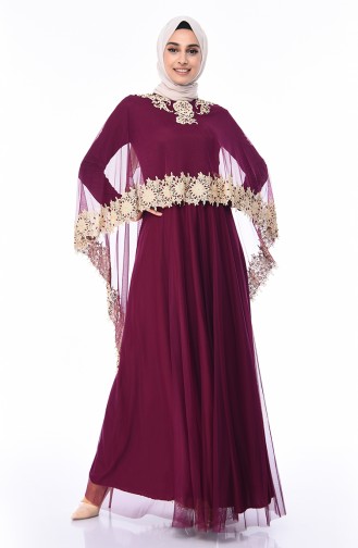 Robe de Soirée a Dentelle 4428-05 Pourpre 4428-05