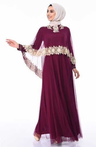 Purple Hijab Evening Dress 4428-05