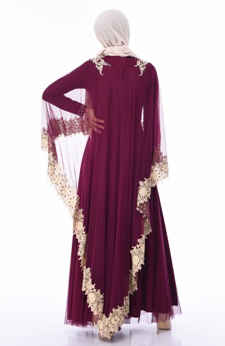 Purple Hijab Evening Dress 4428-05