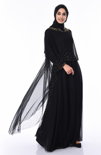 Black Hijab Evening Dress 4570-04