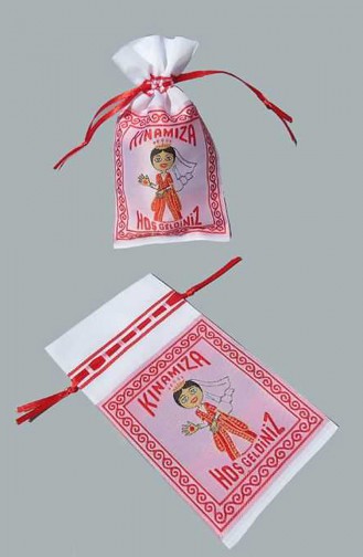 Willkommen in unserem Henna Satin Pouch 10 Adet AR4251 Weiss Rot 4251