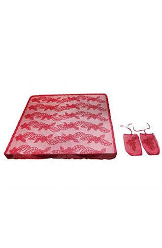 Henna Schleier und Handschuh 3er Set KM-PRT-1007 Rot 1007