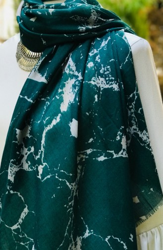 Desenli Çekme Cotton Şal 61050-01 Zümrüt Yeşili