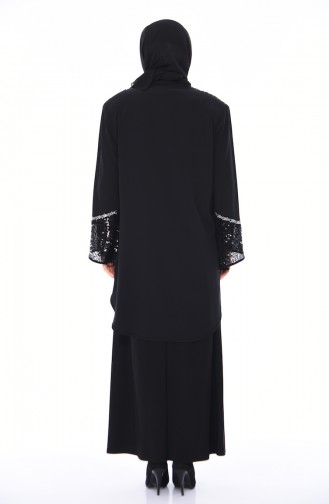 Schwarz Hijab-Abendkleider 1001-01