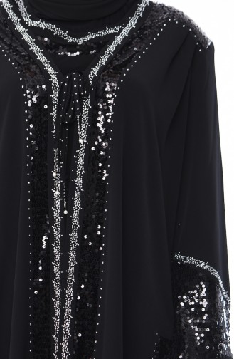 Black Hijab Evening Dress 1001-01