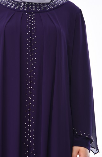 Purple Hijab Evening Dress 3142-01