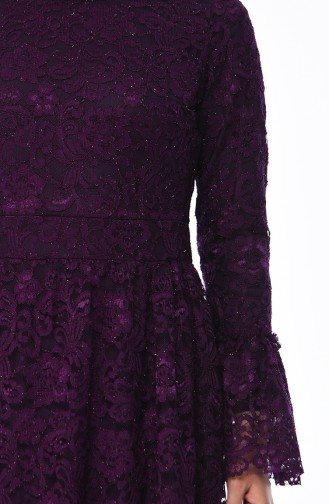 Purple Hijab Evening Dress 8177-01