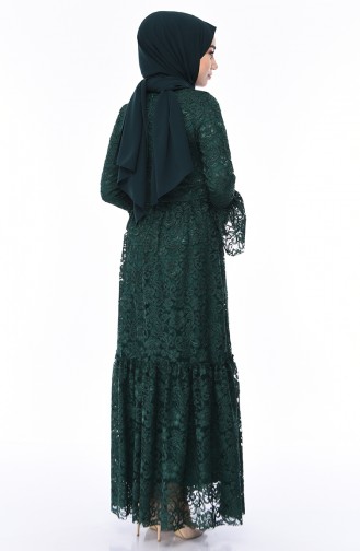 Green Hijab Evening Dress 8177-02