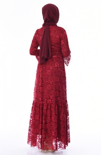 Claret red İslamitische Avondjurk 8177-03