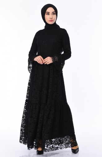 Black Hijab Evening Dress 8177-04