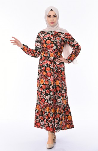 Khaki Hijab Dress 2078C-01