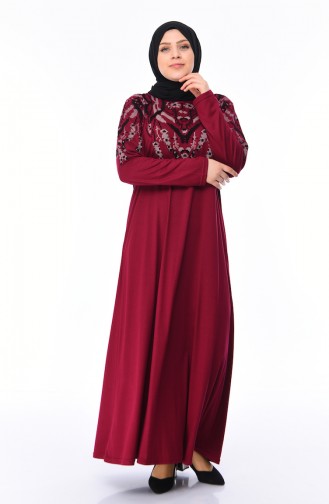 Dunkel-Fuchsia Hijab Kleider 4496-01