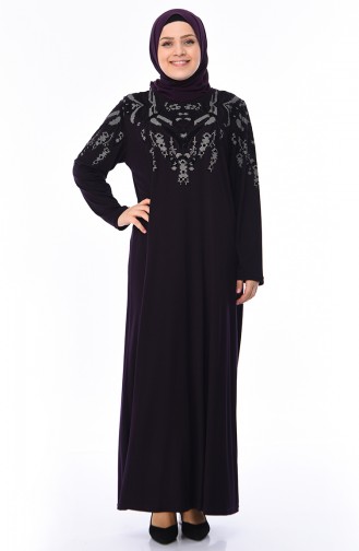 Dark Purple Hijab Dress 4496-02