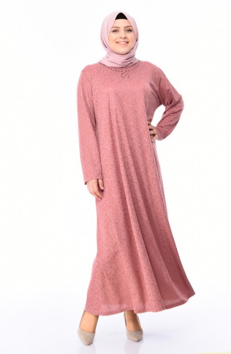 Robe a Motifs Grande Taille 4563-01 Rose Pâle 4563-01