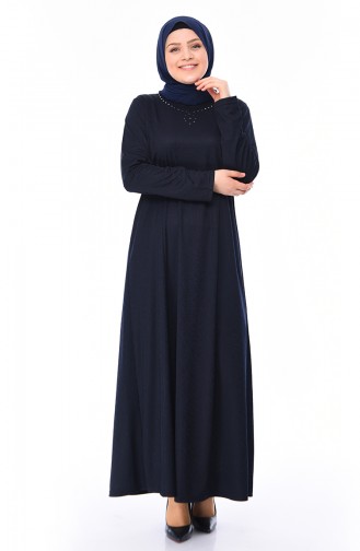 Navy Blue Hijab Dress 4563-02