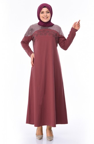 Beige-Rose Hijab Kleider 4565-01