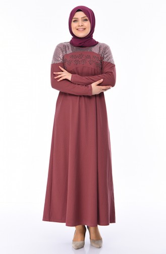 Beige-Rose Hijab Kleider 4565-01