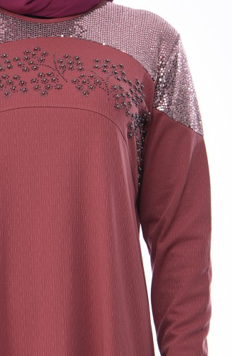 Robe Perlées Grande Taille 4565-01 Rose Pâle 4565-01