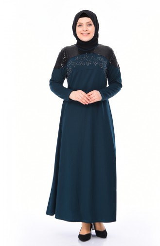 Smaragdgrün Hijab Kleider 4565-02