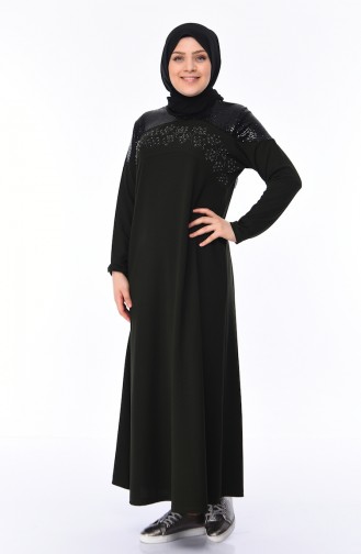 Khaki Hijab Kleider 4565-03