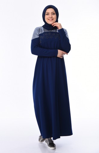 Light Navy Blue Hijab Dress 4565-04