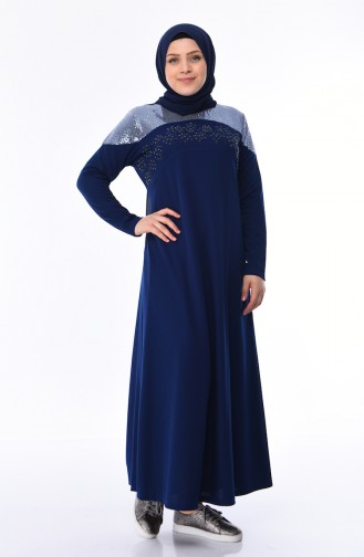 Light Navy Blue Hijab Dress 4565-04