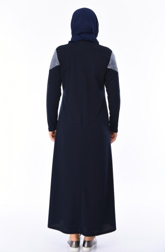 Navy Blue Hijab Dress 4565-06