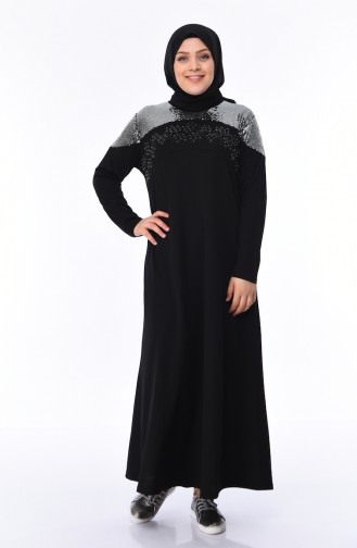 Schwarz Hijab Kleider 4565-09