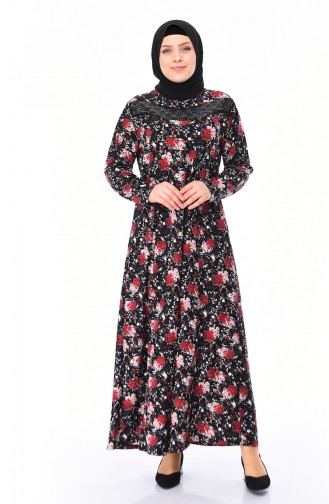 Rot Hijab Kleider 4859B-01