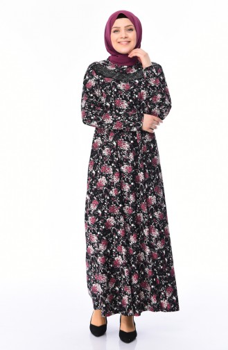 Schwarz Hijab Kleider 4859B-04