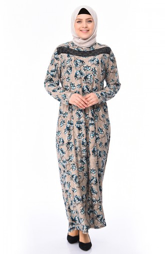 Turquoise Hijab Dress 4859C-02