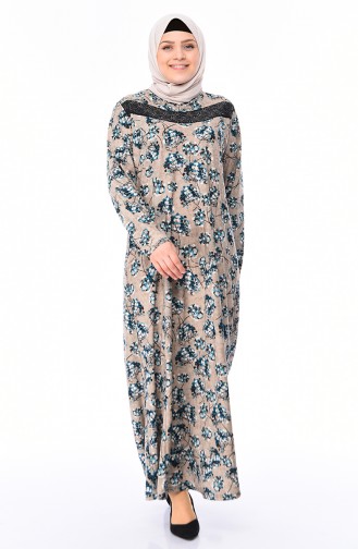 Turquoise Hijab Dress 4859C-02