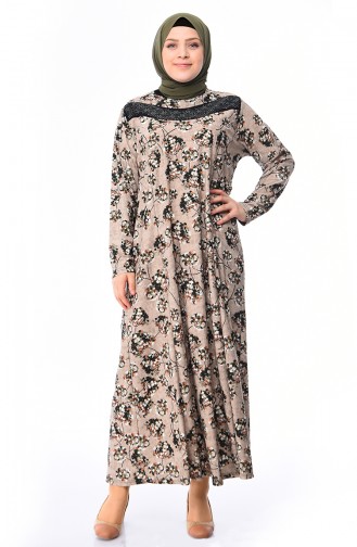 Khaki Hijab Dress 4859C-04