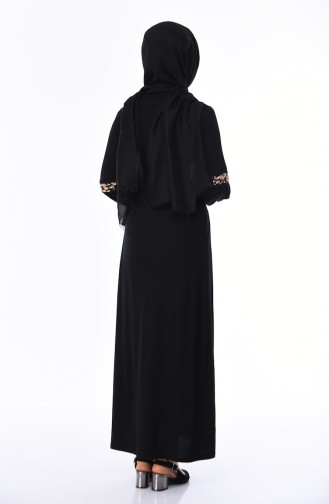 Viskose-Kleid mit Paillettendetail 6011-02 Schwarz 6011-02