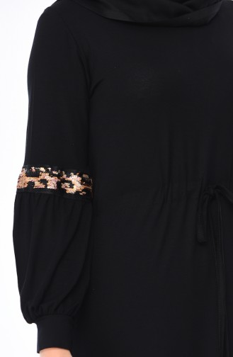 Viskose-Kleid mit Paillettendetail 6011-02 Schwarz 6011-02