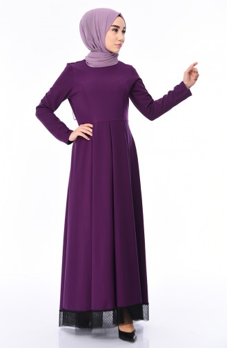 Purple Hijab Evening Dress 8178-07