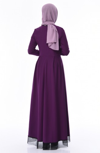 Purple Hijab Evening Dress 8178-07