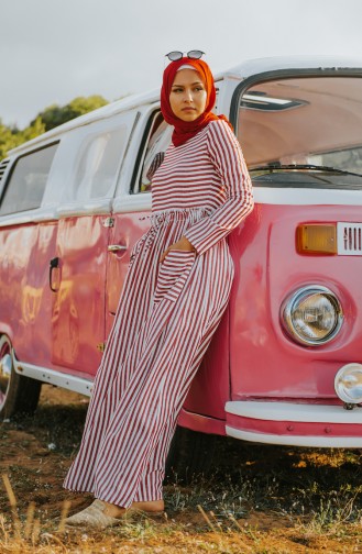 Claret Red Hijab Dress 81688-02
