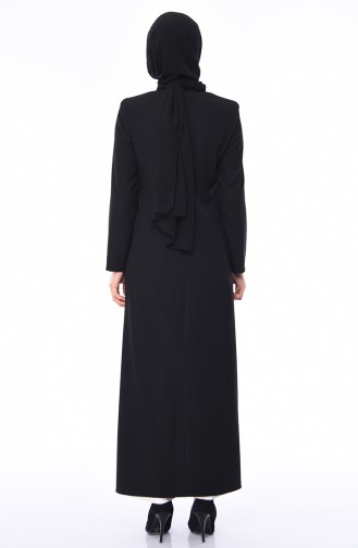 Abaya Impirmée de Pierre 4443-02 Noir 4443-02