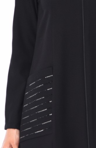 Abaya Impirmée de Pierre 4443-02 Noir 4443-02