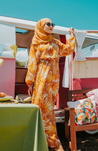 Mustard Hijab Dress 1046D-01