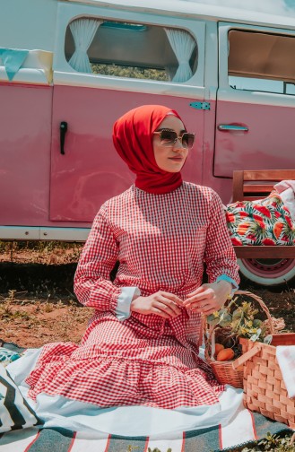 Rot Hijab Kleider 4279-03